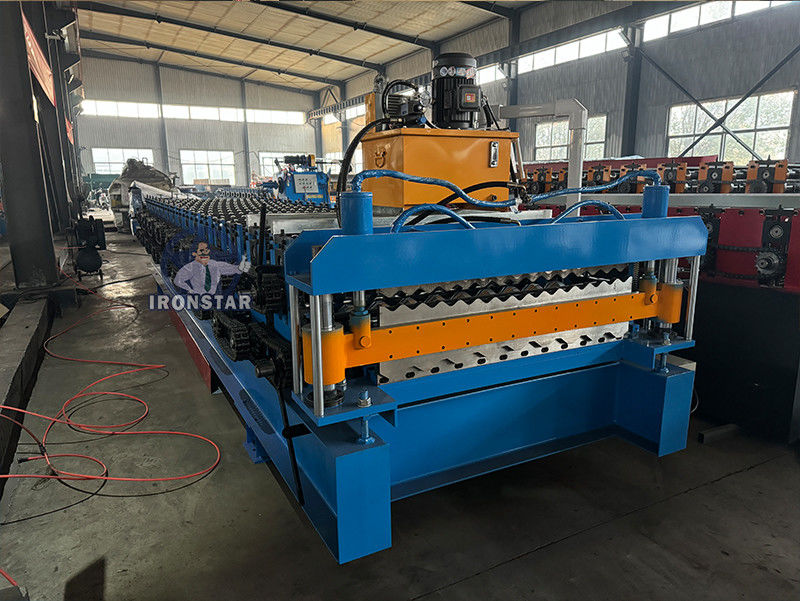8 rib trapezoidal and corrugated double layer roll forming machine in America