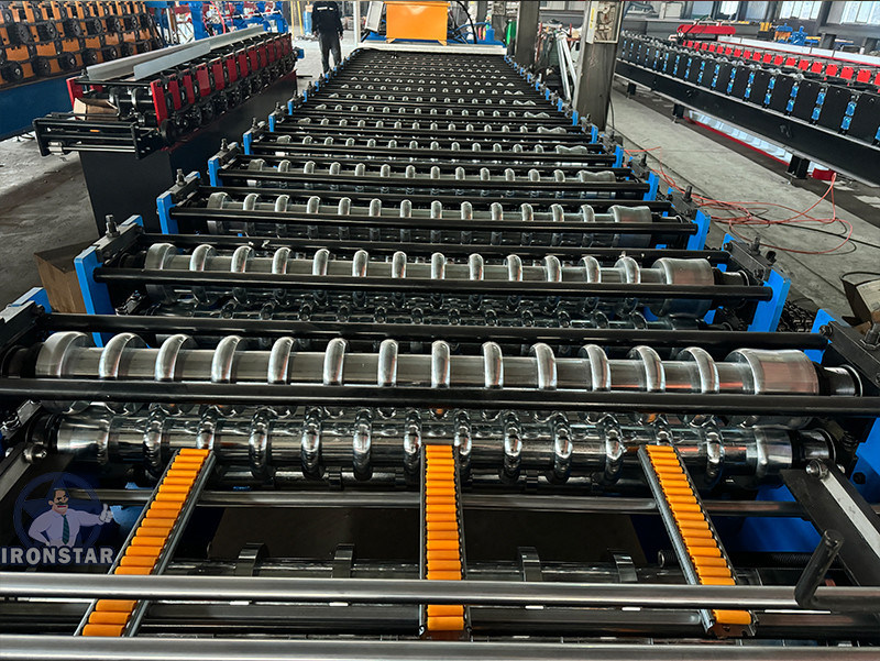 “Ironstar Double Layer Roll Forming Machine 5 Rib and 6 Rib Trapezoidal Sheet CE Certified European Standard Automatic Roof Sheet Making Machine PLC Control Metal Roofing Production Line for Hungary”